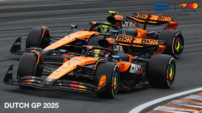 McLaren Formula 1 racing cars on track during 2025 Dutch Grand Prix