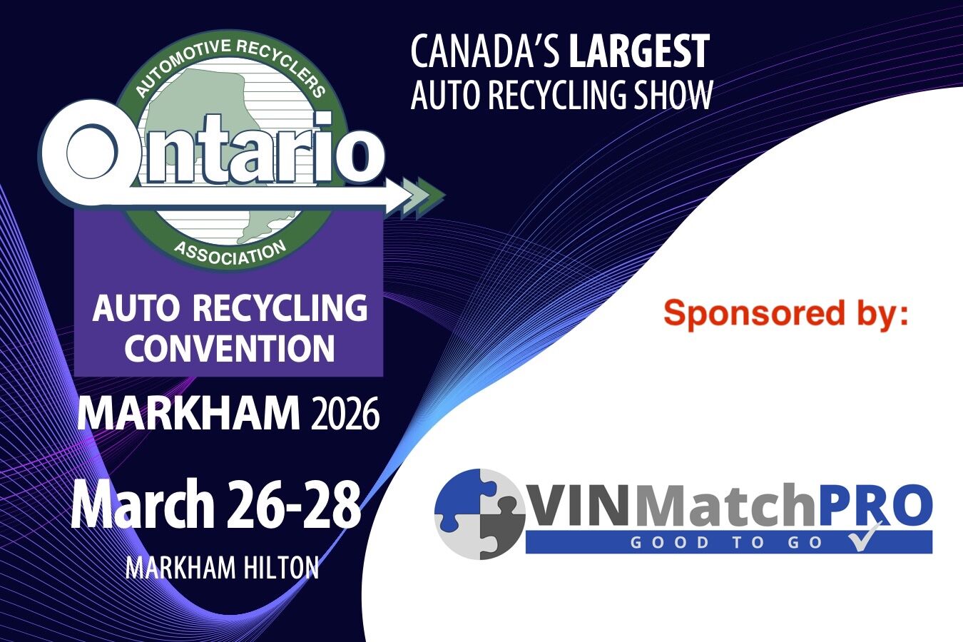 Ontario Auto Recycling Convention poster for 2026 event in Markham