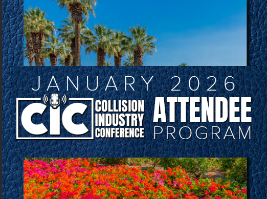 CIC Collision Industry Conference 2026 attendee program cover with palm trees