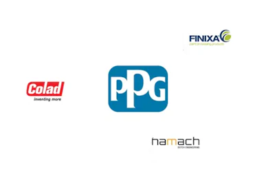 Corporate logos of PPG, Colad, Finixa, and Hamach brands