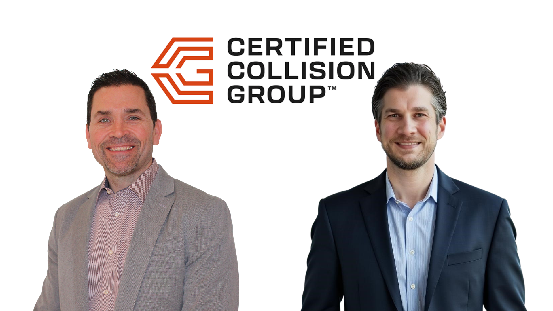 Certified Collision Group logo with two professional men in business attire