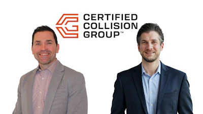 Certified Collision Group logo with two professional men in business attire