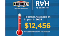 Zenetec and RVH Foundation fundraising thermometer showing $12,456 raised in 2025