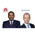 Axalta and AkzoNobel corporate logos with professional executive portraits