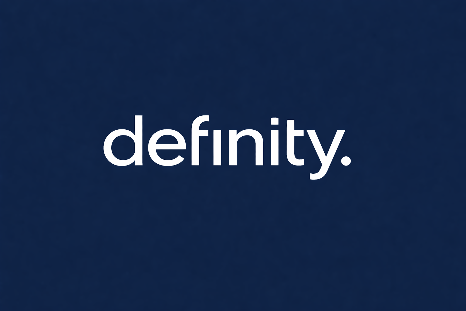 Definity brand logo in white text on deep navy background