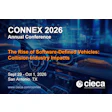 CONNEX 2026 conference poster for software-defined vehicles in automotive collision industry