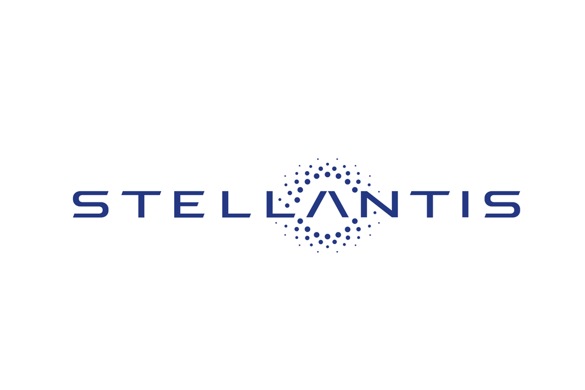Stellantis corporate logo in dark blue with circular dot pattern