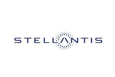 Stellantis corporate logo in dark blue with circular dot pattern