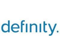 Definity logo in blue lowercase letters