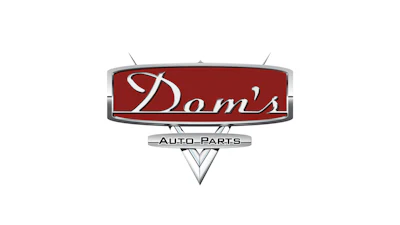Dom's Auto Parts logo - red and silver automotive brand emblem