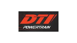 DTI Powertrain logo in red and black with bold angular lettering