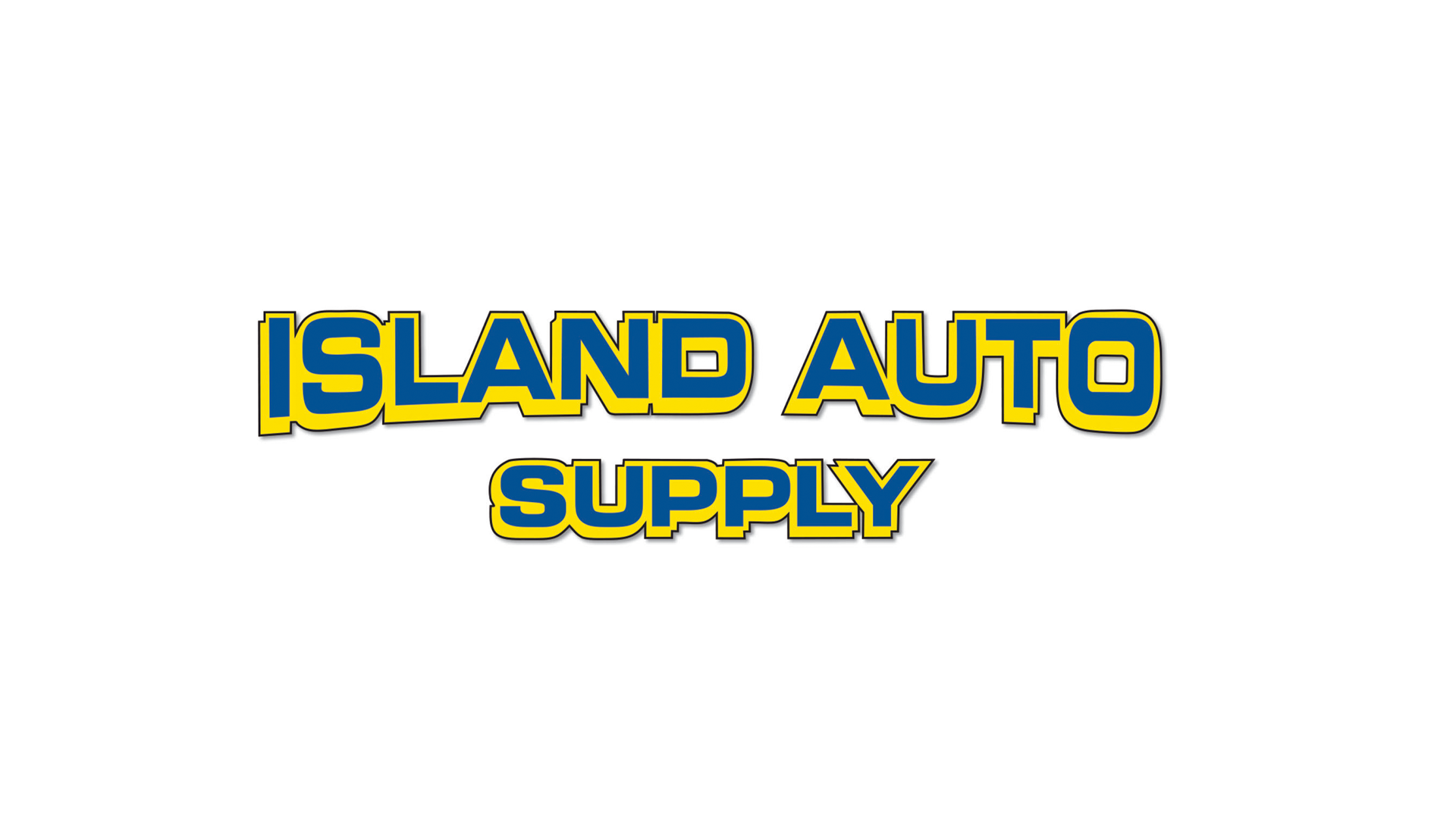 Island Auto Supply logo in blue and yellow 3D lettering