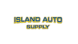 Island Auto Supply logo in blue and yellow 3D lettering