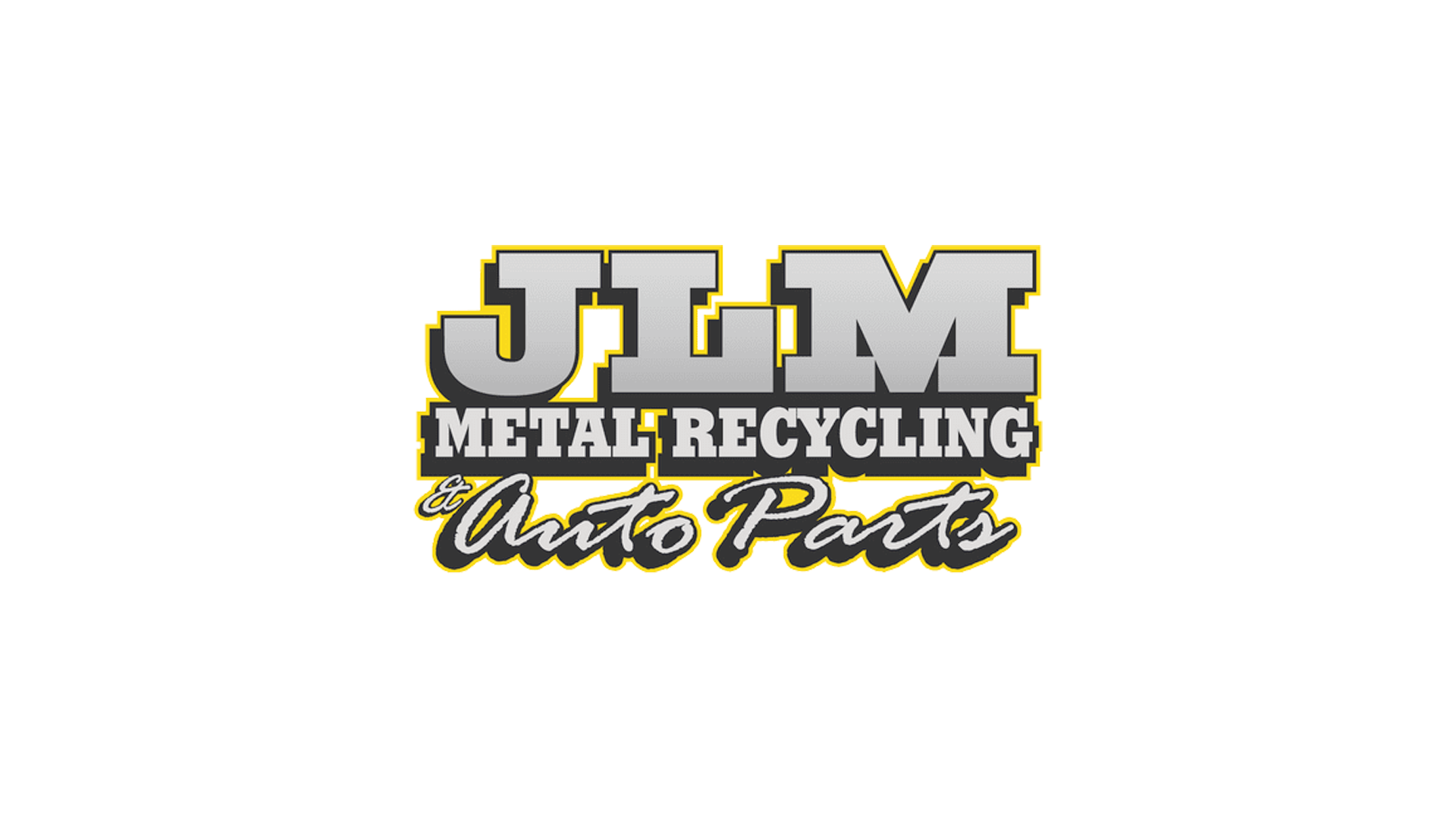 JLM Metal Recycling & Auto Parts logo in gray and yellow