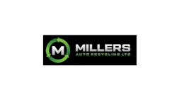 Millers Auto Recycling Ltd green and black logo with circular arrow