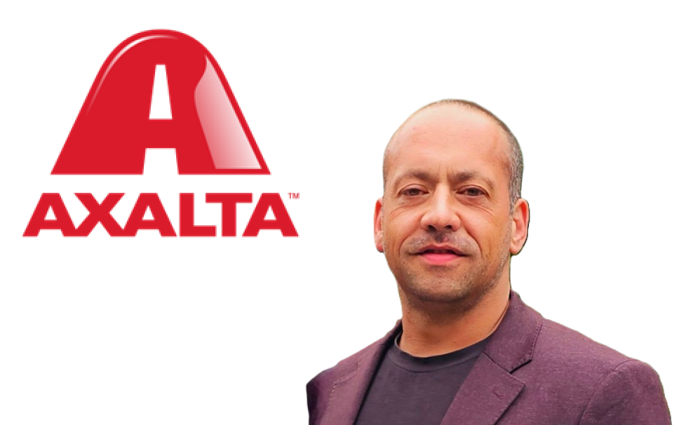 Axalta logo with professional headshot of male executive in burgundy blazer