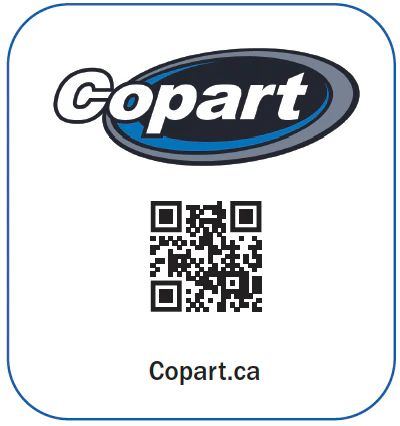 Copart official logo with blue and white design and QR code