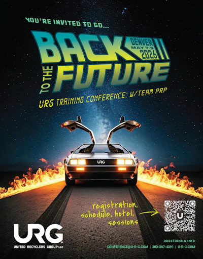 Back to the Future-themed conference poster for URG training event in Denver