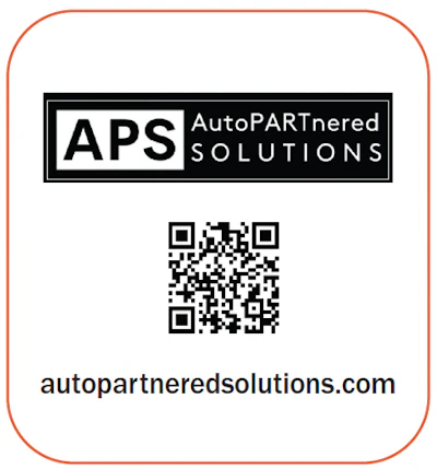 APS AutoPartnered Solutions logo with QR code and website URL