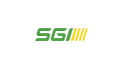 SGI logo in green letters with yellow striped graphic element