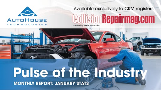 Auto repair shop monthly industry report showing red car under maintenance