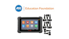 ASE Education Foundation logo with automotive diagnostic tablet and TPMS sensors