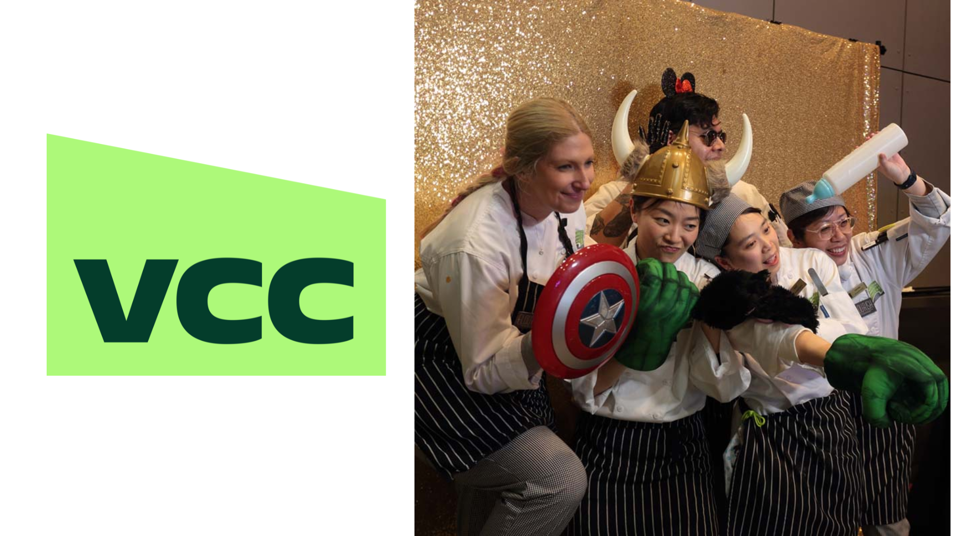 VCC green logo with geometric text design
