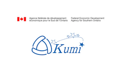 Kumi logo with blue stylized icon and stars, alongside Federal Economic Development Agency branding