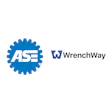 ASE and WrenchWay corporate logos in blue and white