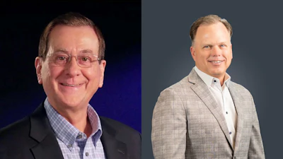 Two professional headshots of men in business attire against neutral backgrounds