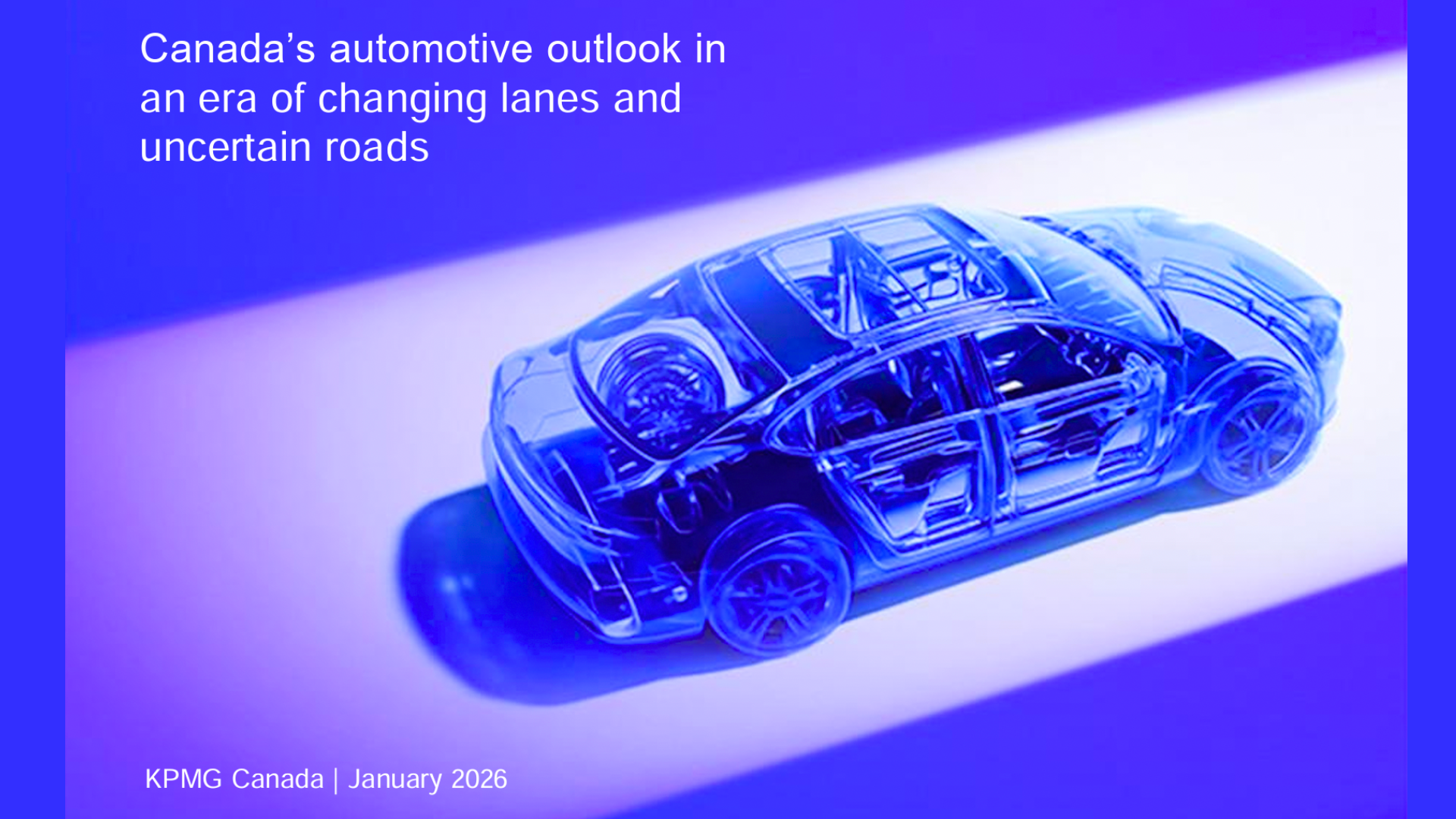 Transparent blue car illustration representing Canada's automotive industry outlook