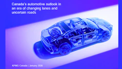 Transparent blue car illustration representing Canada's automotive industry outlook