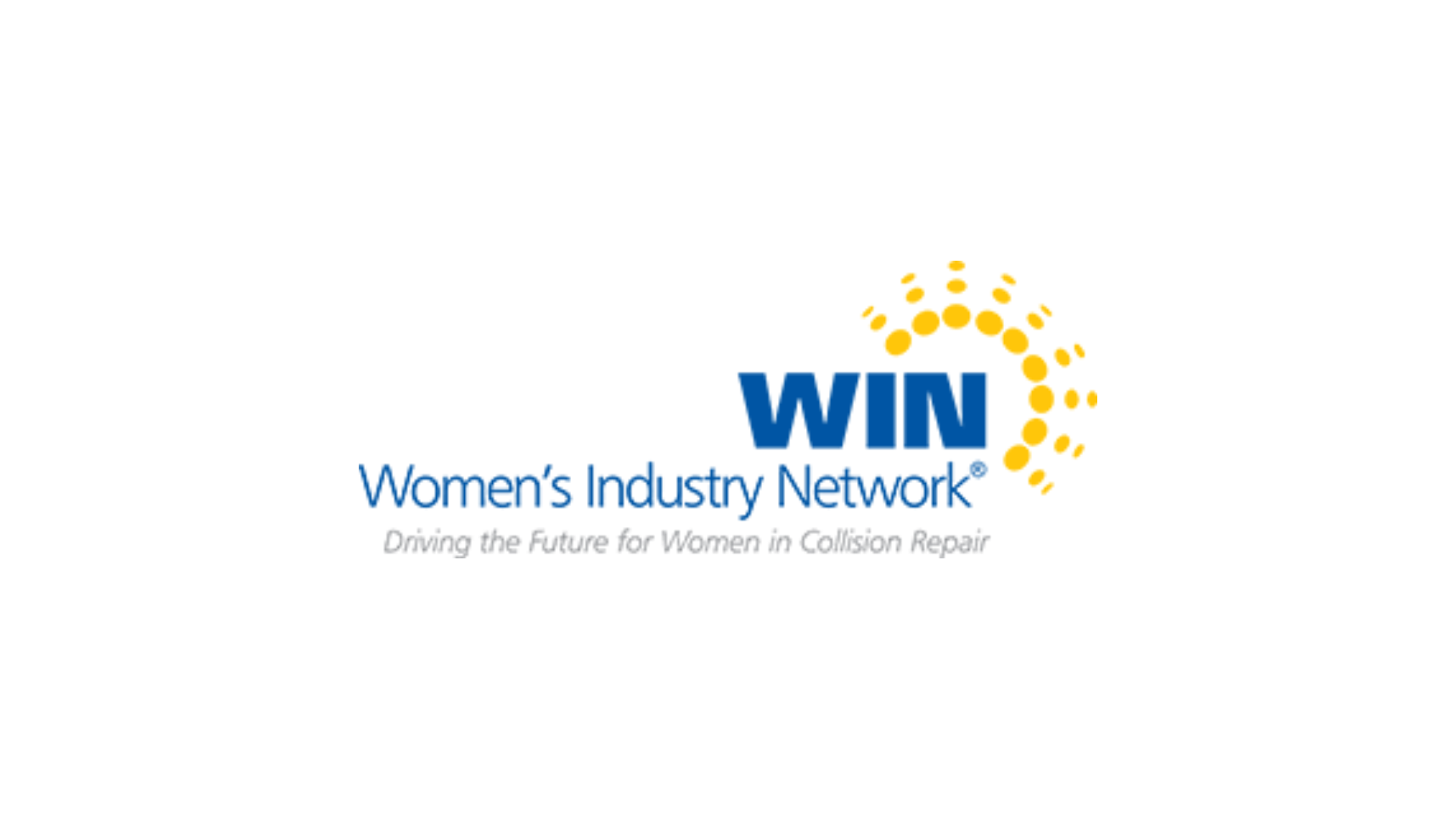 Women's Industry Network logo with blue text and gold radiating dots symbol