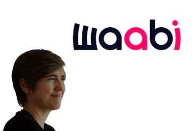 Wabi brand logo with navy and pink typography
