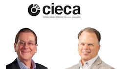 CIECA logo with circular electronic symbol and two professional headshots of male executives