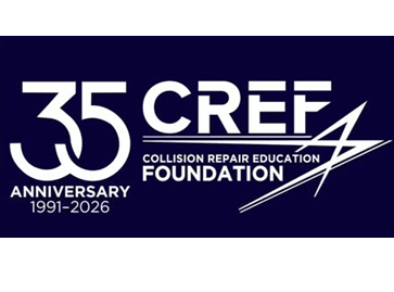 CREF 35th Anniversary logo 1991-2026 for Collision Repair Education Foundation