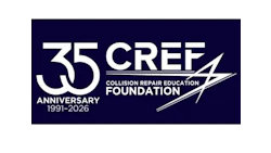 CREF 35th Anniversary logo 1991-2026 for Collision Repair Education Foundation
