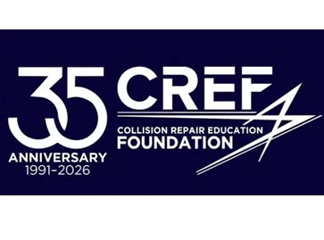 CREF 35th Anniversary logo 1991-2026 for Collision Repair Education Foundation