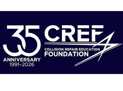 CREF 35th Anniversary logo 1991-2026 for Collision Repair Education Foundation