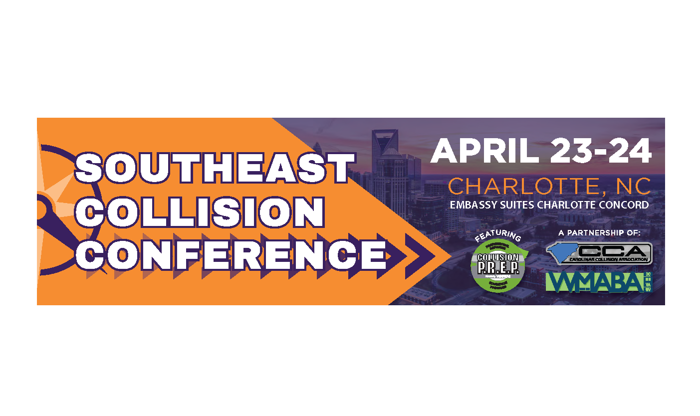 Southeast Collision Conference banner, April 23-24 in Charlotte, NC at Embassy Suites Charlotte Concord