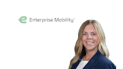 Enterprise Mobility logo with professional headshot of blonde woman in navy blazer