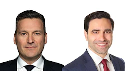 Two professional headshots of men in business attire on white background