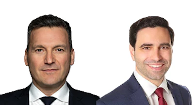Two professional headshots of men in business attire on white background
