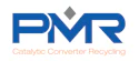 PMR Catalytic Converter Recycling logo with blue letters and gray diamond symbol