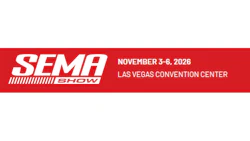 SEMA Show logo and event details for November 3-6, 2028 at Las Vegas Convention Center