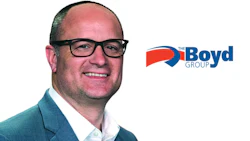 Professional headshot of male executive in blue blazer with The Boyd Group logo