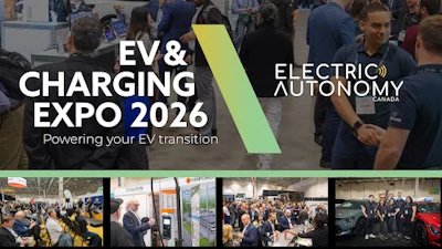 EV & Charging Expo 2026 promotional banner featuring Electric Autonomy Canada branding and event photos