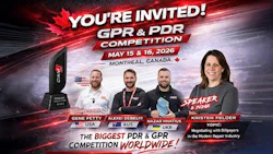 GPR & PDR Competition event invitation for May 15-16, 2026 in Montreal featuring four industry speakers and topics on regulatory challenges in modern repair.