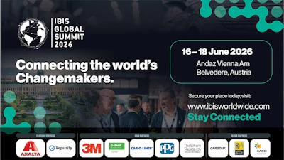IBIS Global Summit 2024 event poster advertising June 16-18 in Vienna with sponsor logos and registration details