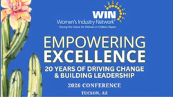 WIN 2026 Conference poster promoting Empowering Excellence, 20 years of driving change and building leadership in Tucson, Arizona